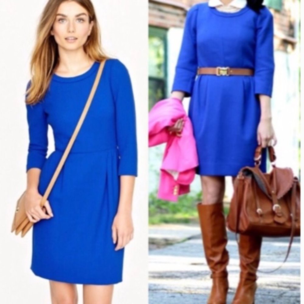J.Crew Cobalt blue 100% wool dress